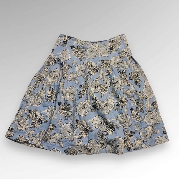 Talbots Floral Fairy Paisley Midi Skirt 2 Petite Blue White Pleated - Picture 1 of 5